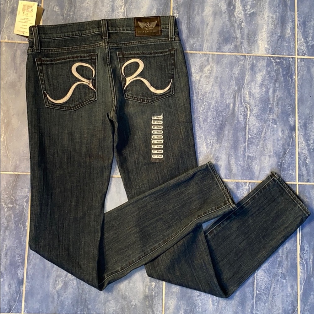 Rock & Republic Berlin Skinny Dark Jeans 27 Dark Low Rise Y2K Vintage New